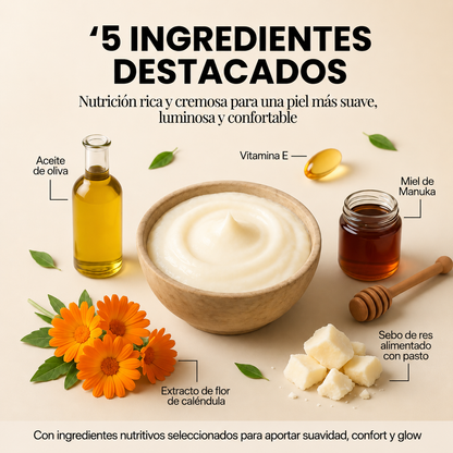 Bálsamo de Sebo de Res con Miel de Manuka y Caléndula – 120 g