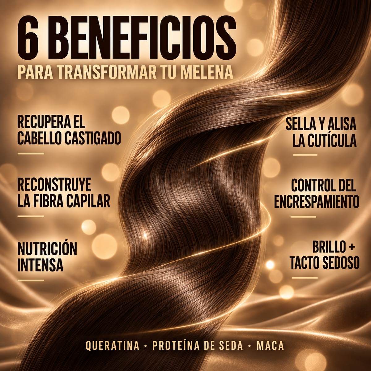 Mascarilla Capilar Reparadora Maca Power 500 ml | Queratina + Proteína de Seda + Maca