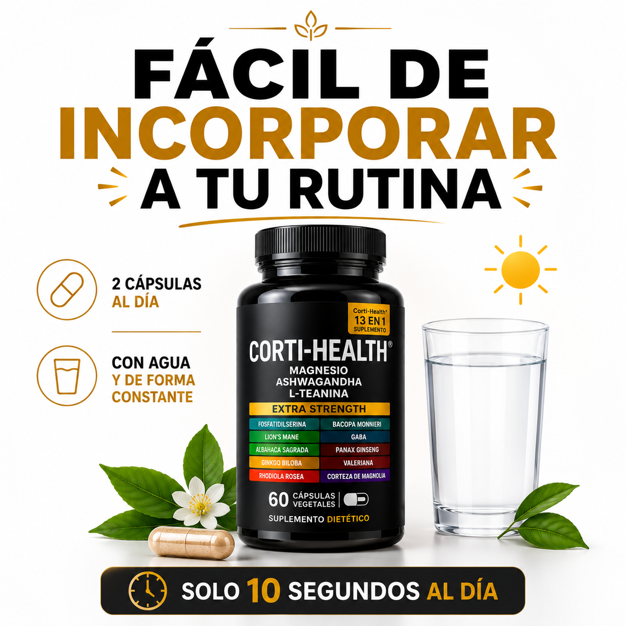 Corti-Health™ 13 en 1 MÁS CALMA. MENOS CORTISOL.