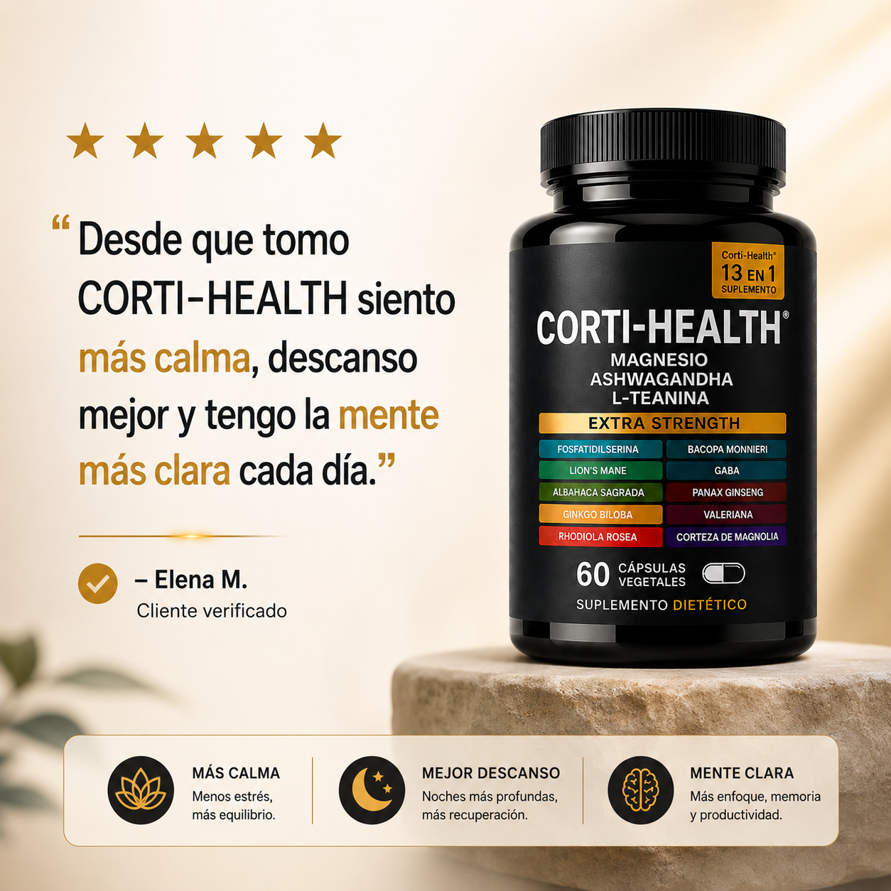 Corti-Health™ 13 en 1 MÁS CALMA. MENOS CORTISOL.