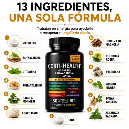 Corti-Health™ 13 en 1 MÁS CALMA. MENOS CORTISOL.