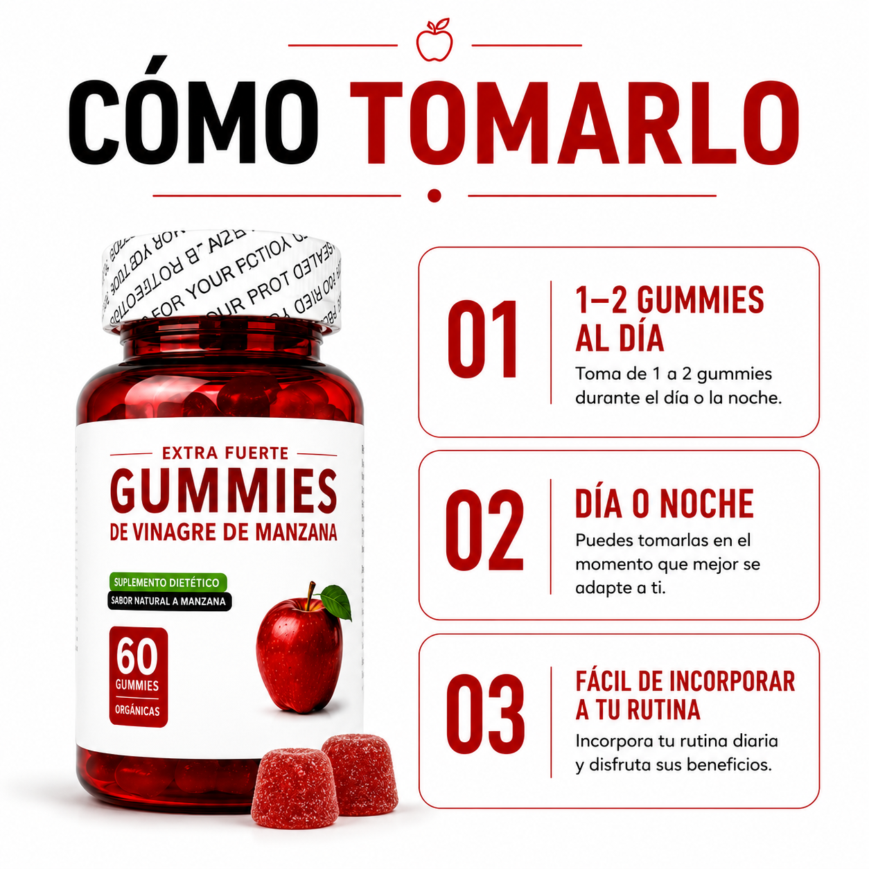 Gummies de Vinagre de Manzana para Control de Peso – 30 Días