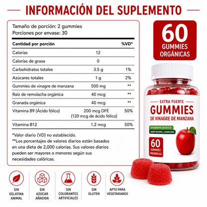 Gummies de Vinagre de Manzana para Control de Peso – 30 Días