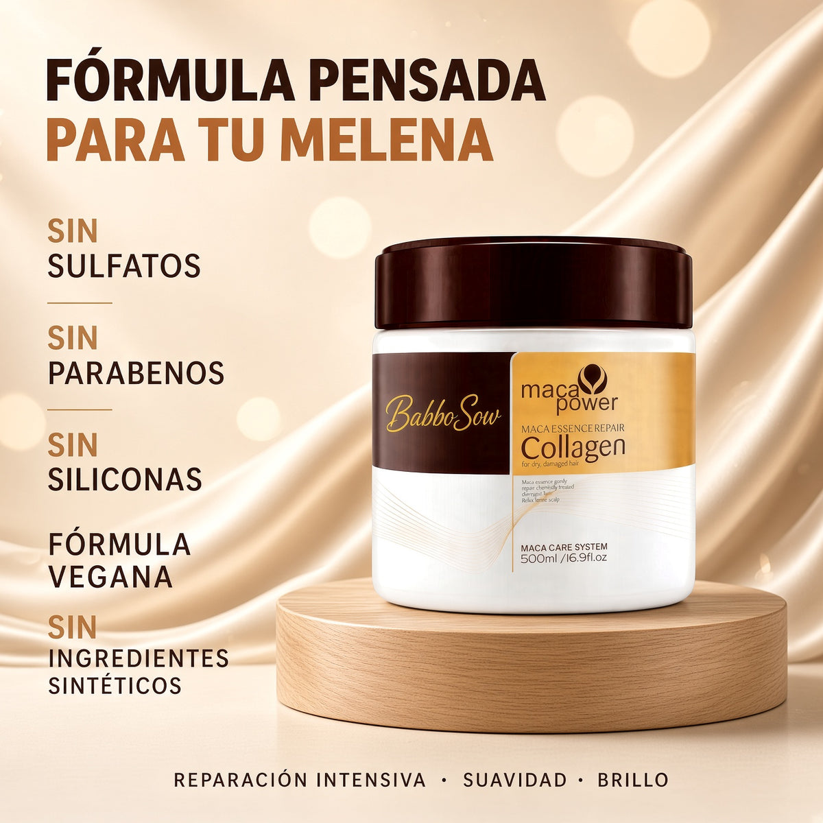 Mascarilla Capilar Reparadora Maca Power 500 ml | Queratina + Proteína de Seda + Maca
