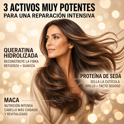 Mascarilla Capilar Reparadora Maca Power 500 ml | Queratina + Proteína de Seda + Maca