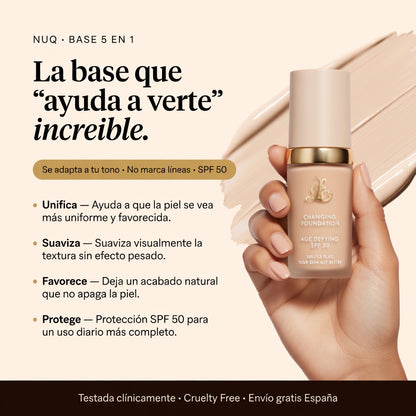 Base Inteligente 5 en 1 con SPF 50 que se Adapta a tu Tono y Perfecciona tu Piel al Instante