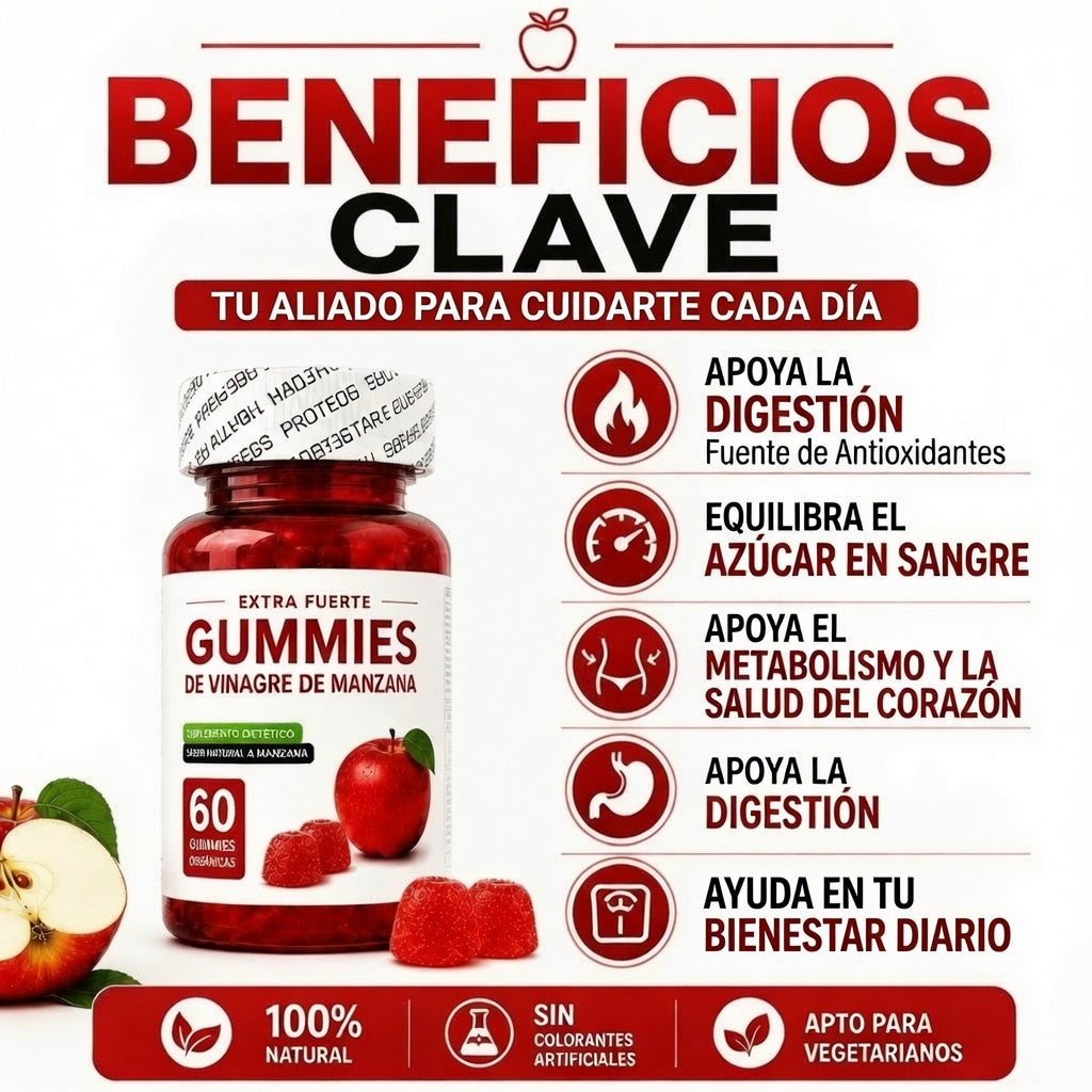Gummies de Vinagre de Manzana para Sentirte Menos Hinchada y Más Ligera
